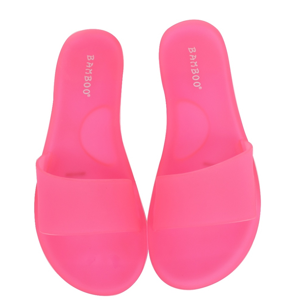 Neon Pink Clear Jelly Slip-On Sandals - Picture 3 of 5